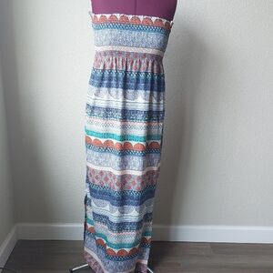 Colorful Strapless Maxi Dress